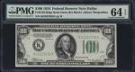 Fr. 2152-Kdgs. 1934 Dark Green Seal $100 Federal Reserve Note. Dallas. PMG Choice Uncirculated 64 EP