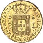 BRÉSILJean, prince régent (1799-1816). 4000 réis, petite couronne 1813, Rio de Janeiro.