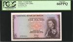 MALTA. Central Bank of Malta. 5 Pounds, 1967 (1968). PCGS Currency Gem New 66 PPQ. P-30a.
