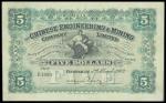 Chinese Engineering & Mining Co. Ltd., $5, Tongshan, 1902, serial number B 1853, black on green, Nav