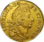 FRANCE. 2 Louis dOr, 1693-B. Rouen Mint. Louis XIV (1643-1715). NGC AU Details--Tooled.