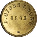 GREENLAND. Ostgronland. A. Gibbs & Sons Brass Daler Token, 1863. NGC MS-64.