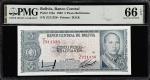 BOLIVIA. Banco Central de Bolivia. 5 Pesos Bolivianos, 1962. P-153a. PMG Gem Uncirculated 66 EPQ.