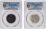 MEXICO. Duo of Chopmarked 2 Reales (2 Pieces), 1766 & 1786. Mexico City Mint. Charles III. Both PCGS