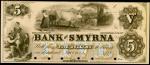 Smyrna, Delaware. Bank of Smyrna. ND (18xx). $5. Choice Uncirculated. Proof.