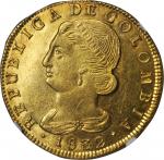 COLOMBIA. 8 Escudos, 1832-UR. Popayan Mint. NGC MS-61.