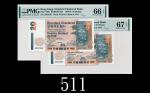 1997年7月香港渣打银行贰拾圆，A版连号两枚EPQ66、67佳品1997/07 Standard Chartered Bank $20 (Ma S18a), s/ns A567248-49. PMG