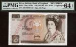 Bank of England, J.B. Page, specimen £10, ND (1975-80), serial number A00 000000, (EPM B330s, Pick 3