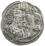 SASANIAN KINGDOM: Varahran  (Vahram) II, 276-293, AR obol  (0.61g), G-65, the king, queen and son, d