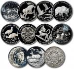 世界各国1971-1995年珍惜动物系列纪念银币共十一枚