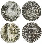 Henry VIII (1509-47), second coinage, Halfgroats (2), York, Sede Vacante, 1.32g, m.m. key, henric vi