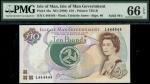 Isle of Man Government, £10, ND (2001), serial number L444444, brown and green, Queen Elizabeth II a