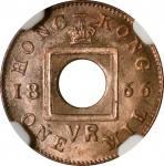 1866年香港一文。喜敦造币厂。HONG KONG. Mil, 1866. Heaton Mint. Victoria. NGC MS-65 Red Brown.