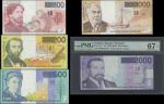 Banque Nationale de Belgique, 100 francs, pale pink-red, 200 francs, yellow-orange, 500 francs, blue