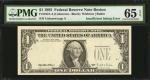 Fr. 1921-A. 1995 $1  Federal Reserve Note. Boston. PMG Gem Uncirculated 65 EPQ. Insufficient Inking 