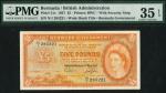 Bermuda, British Administration, ｣5, 1st May 1957, serial number N/1 285221, orange and green, Queen