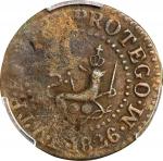 1826-M F年菲律宾Quarto。马尼拉造币厂。PHILIPPINES. Quarto, 1826-M F. Manila Mint. Ferdinand VII. PCGS Genuine--E