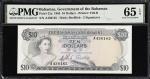 BAHAMAS. Bahamas Government. 10 Dollars, 1965. P-22a. PMG Gem Uncirculated 65 EPQ.