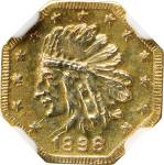 Harts Coins of the Golden West. 1898 California Indian and Bear Series. Octagonal $1. MS-62 (NGC).