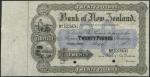 Bank of New Zealand, specimen £20, Wellington, 18-, serial number 123456, black and white with a blu