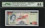 JAMAICA. Bank of Jamaica. 5 Pounds, 1960 (ND 1964). P-52s. Specimen. PMG Choice Uncirculated 64 Net.