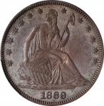 1869 Liberty Seated Half Dollar. WB-101. AU Details--Cleaned (PCGS).