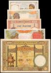 1921-54年东方汇理银行壹、伍及壹佰圆。FRENCH INDO-CHINA. Banque de LIndo-Chine. 1, 5 & 100 Piastres, ND (1921-54). P