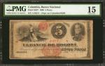 COLOMBIA. Banco Nacional. 5 Pesos, 1880. P-S627. PMG Choice Fine 15.