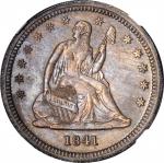 1841-O Liberty Seated Quarter. Briggs-2-C, FS-101. Doubled Die Obverse. MS-63+ (NGC).