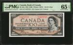 CANADA. Bank of Canada. 100 Dollar, 1954. P-35a. PMG Gem Uncirculated 65 EPQ.