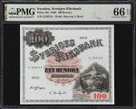 SWEDEN. Sveriges Riksbank. 100 Kronor, 1963. P-48e. PMG Gem Uncirculated 66 EPQ.