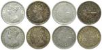 Hong Kong, lot of 4x Silver 10cents, 1865, 1866, 1872 and 1890,average extremely fine, all scarcer d