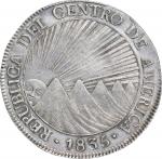 1835-NG M年瓜地马拉壹圆银币。危地马拉铸币厂。GUATEMALA. Central American Republic. 8 Reales, 1835-NG M. Neuva Guatemal