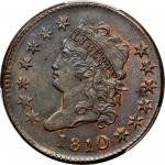 1810 Classic Head Cent. S-285. Rarity-2. MS-63 BN (PCGS).