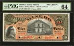MEXICO. Banco Minero. 10 Pesos, 1903-06. P-S164As3. Specimen. PMG Choice Uncirculated 64.