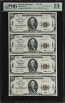Uncut Sheet of (4) Neenah, Wisconsin. $100-$100-$100-$100 1929 Ty. 1. Fr. 1804-1. The First NB. Char