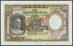 The Chartered Bank, $500, Specimen, 1961, brown, green and multicoloured, bust of man at left, bank 