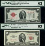 x United States of America, Legal Tender, $2 (2), 1928C, 1953A, $5, 1963, (Friedberg 1504, 1510, 153