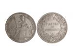 巴黎造币厂造法属印度支那自由女神像1 Piastre银币，27.215克共27枚，KM-5，（1）1885年，2枚；（2）1886年，2枚；（3）1887年，5枚；（4）1888年，3枚；（5）188