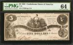 T-36. Confederate Currency. 1861 $5. PMG Choice Uncirculated 64.
