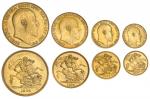 Great Britain. Edward VII (1901-1910). 1902 Matte Proof Gold Set. Half Sovereign, Sovereign, Two and