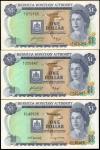 BERMUDA. Lot of (3) Bermuda Monetary Authority. 1 Pound, 1975-1982. P-28a & 28b. About Uncirculated 