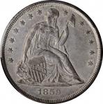 1859-O Liberty Seated Silver Dollar. OC-2. Rarity-1. AU-55 (PCGS).