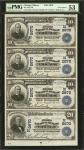 Chicago, Illinois. 1902 $10-$10-$10-$20 Date Back. Uncut Sheet of (4) Fr. 616/642. The First NB. Cha