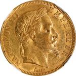 FRANCE. 50 Francs, 1863-BB. Strasbourg Mint. Napoleon III. NGC AU-55.