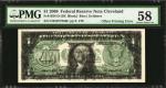 Fr. 1934-D. 2009 $1 Federal Reserve Note. Cleveland. PMG Choice About Uncirculated 58. Offset Printi