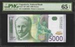 YUGOSLAVIA. National Bank. 5000 Dinara, 2000-01 Issue. P-159. PMG Gem Uncirculated 65 EPQ.