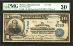 Melrose, Massachusetts. $10 1902 Date Back. Fr. 620. The Melrose NB. Charter #4769. PMG Very Fine 30