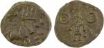 UJJAIN: Anonymous, 1st century BC, AE round unit (4.27g), Pieper 710; Kothari 70, bull right, railed