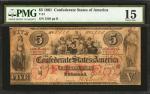 T-31. Confederate Currency. 1861 $5. PMG Choice Fine 15.
